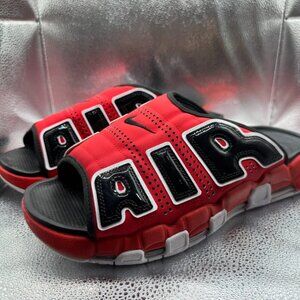 Size 15 Nike Air‎ More Uptempo University Red Black Slip On Slide FJ6035-600